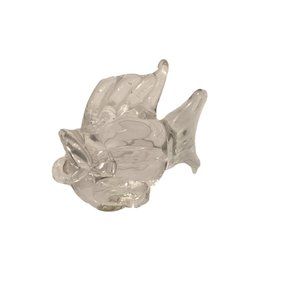Garcia Art Glass Clear Fish Paperweight Big Lips Figurine